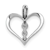 1/10ct Diamond 3-stone Heart Charm Pendant in Real 14k White Gold