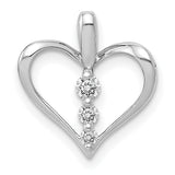 1/10ct Diamond 3-stone Heart Charm Pendant in Real 14k White Gold