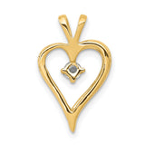AA 1/10ct Diamond Heart Charm Pendant in Real 14k Yellow Gold