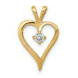 AA 1/10ct Diamond Heart Charm Pendant in Real 14k Yellow Gold