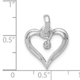 AA .01ct Diamond Heart Charm Pendant in Real 14k White Gold