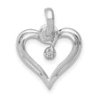 AA .01ct Diamond Heart Charm Pendant in Real 14k White Gold