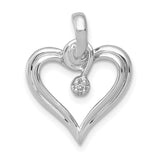 AA .01ct Diamond Heart Charm Pendant in Real 14k White Gold