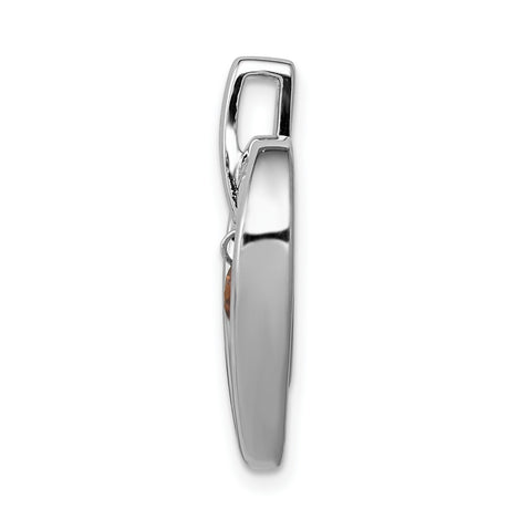 1/6ct Red Diamond Double Heart Charm Pendant in Real 14k White Gold