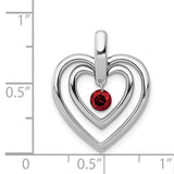 1/6ct Red Diamond Double Heart Charm Pendant in Real 14k White Gold