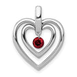 1/6ct Red Diamond Double Heart Charm Pendant in Real 14k White Gold