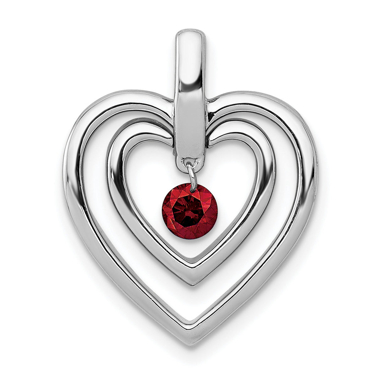 1/6ct Red Diamond Double Heart Charm Pendant in Real 14k White Gold