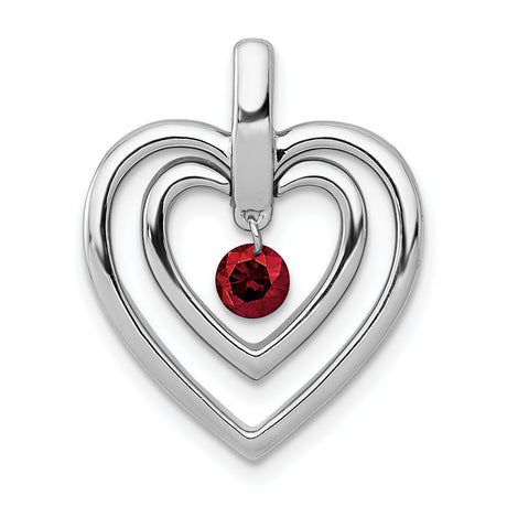 1/6ct Red Diamond Double Heart Charm Pendant in Real 14k White Gold