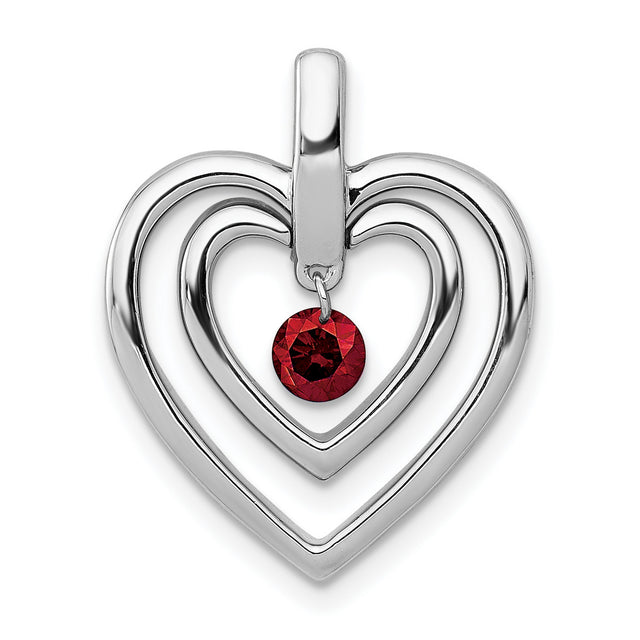 1/6ct Red Diamond Double Heart Charm Pendant in Real 14k White Gold