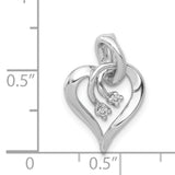 AA Diamond Fancy Heart Charm Pendant in Real 14k White Gold