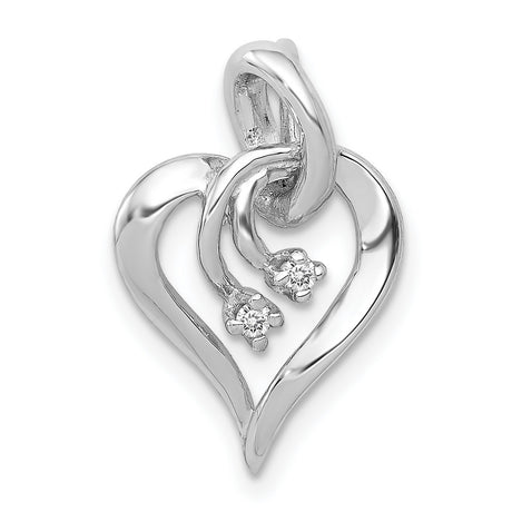 AA Diamond Fancy Heart Charm Pendant in Real 14k White Gold