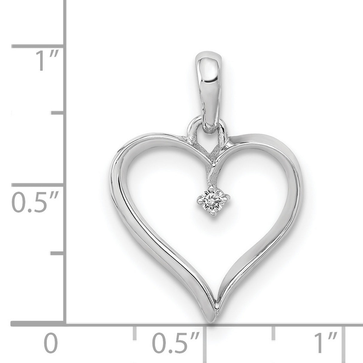 1/20ct Diamond Heart Charm Pendant in Real 14k White Gold