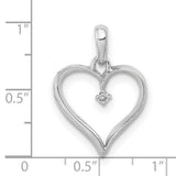 1/20ct Diamond Heart Charm Pendant in Real 14k White Gold