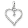 1/20ct Diamond Heart Charm Pendant in Real 14k White Gold