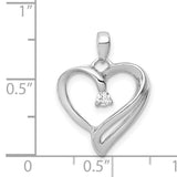 1/15ct Diamond Heart Charm Pendant in Real 14k White Gold