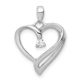 1/15ct Diamond Heart Charm Pendant in Real 14k White Gold