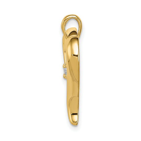 AA Diamond Heart Charm Pendant in Real 14k Yellow Gold