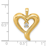 AA Diamond Heart Charm Pendant in Real 14k Yellow Gold