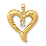 AA Diamond Heart Charm Pendant in Real 14k Yellow Gold