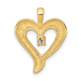 AA Diamond Heart Charm Pendant in Real 14k Yellow Gold