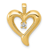 AA Diamond Heart Charm Pendant in Real 14k Yellow Gold