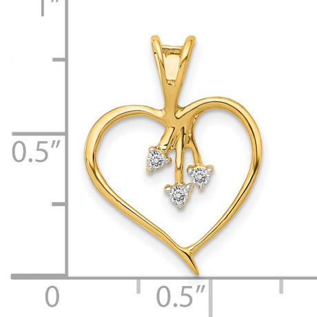 10k Yellow Gold Heart Pendant with Branch Design and Diamond Accented Leaf Details