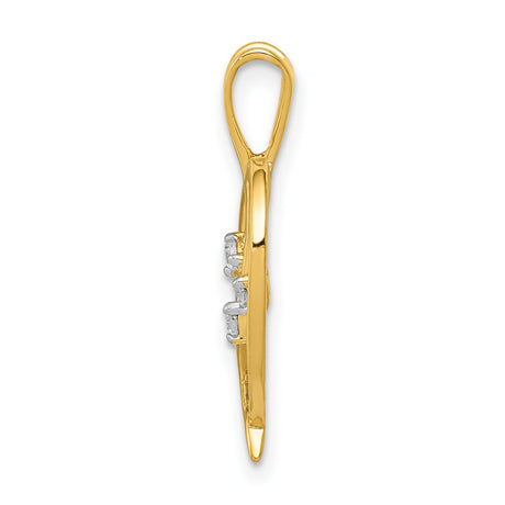 14k Yellow Gold Heart Pendant with Diamond Accents, Family Tree Design, Symbolic Love Jewelry