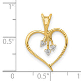 14k Yellow Gold Heart Pendant with Diamond Accents, Family Tree Design, Symbolic Love Jewelry