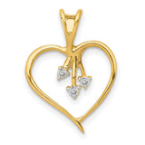 14k Yellow Gold Heart Pendant with Diamond Accents, Family Tree Design, Symbolic Love Jewelry