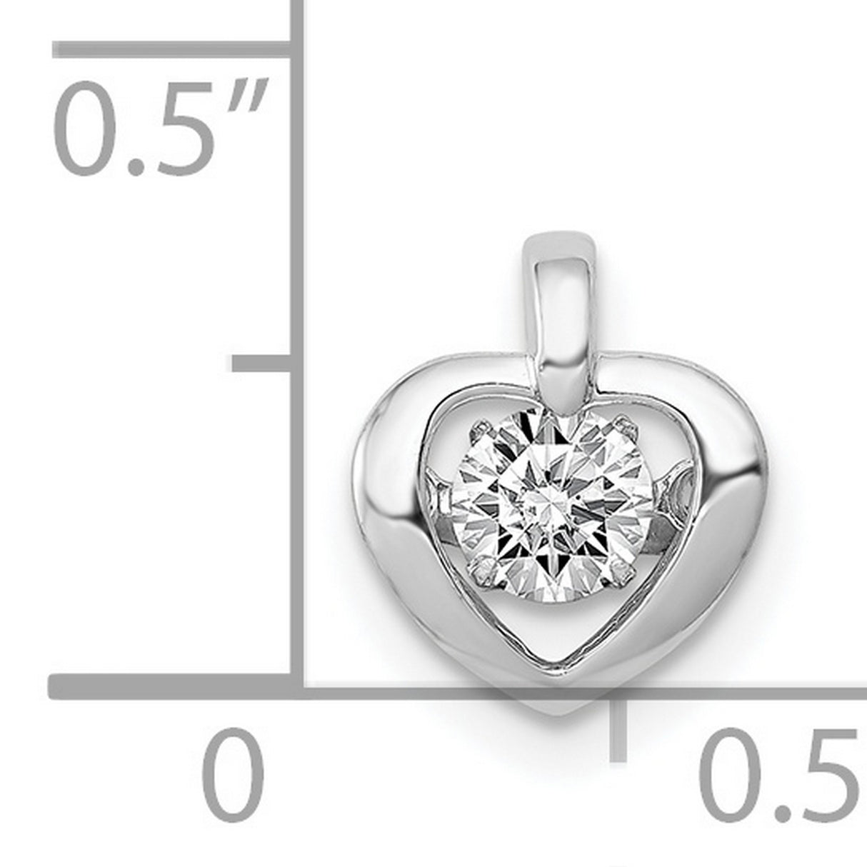 1/4ct Vibrant Diamond Heart Charm Pendant in Real 14k White Gold