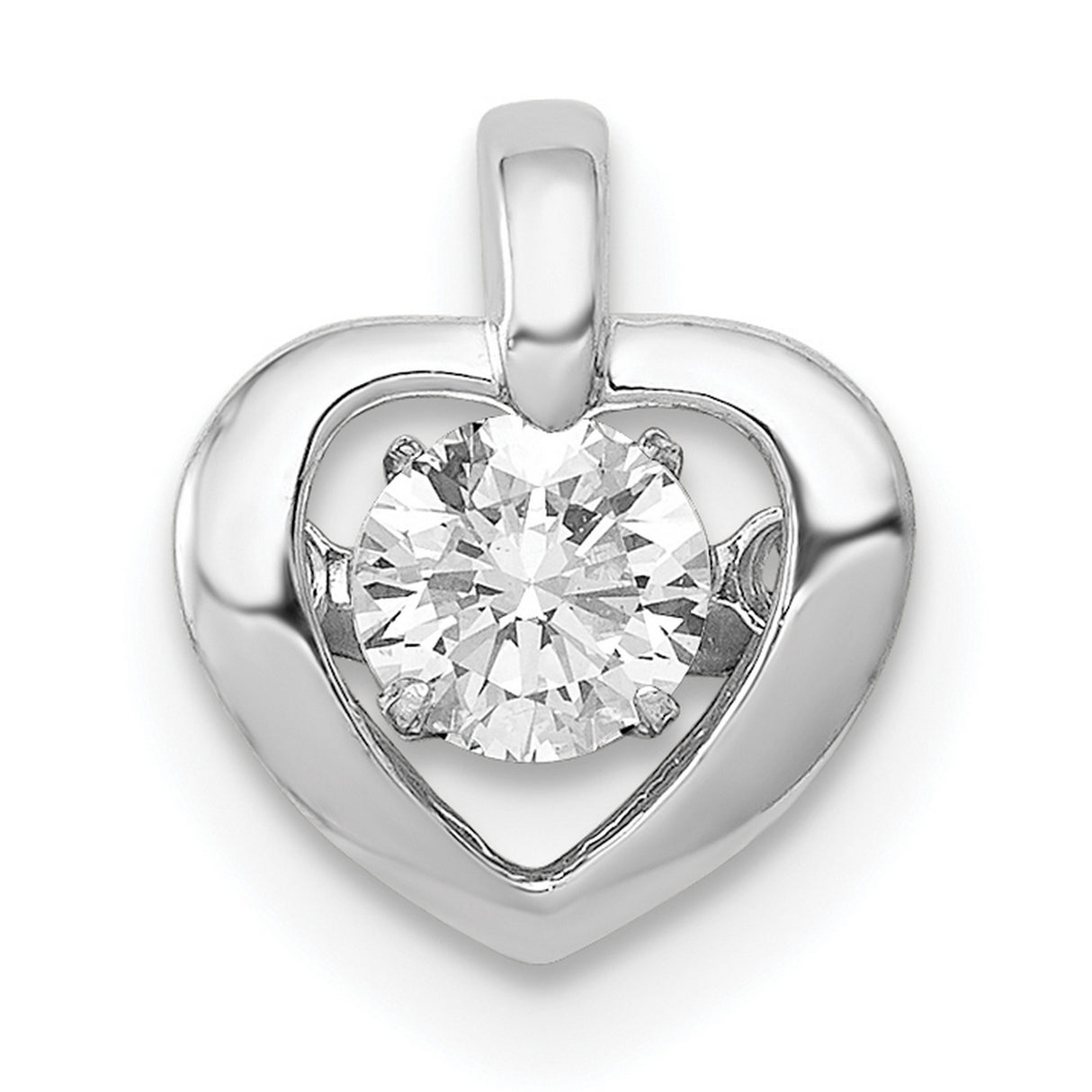 1/4ct Vibrant Diamond Heart Charm Pendant in Real 14k White Gold