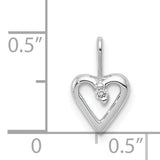 .02ct Diamond Heart Charm Pendant in Real 14k White Gold