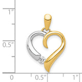 1/15ct Diamond Heart Charm Pendant in Real 14k Multi-Tone Gold