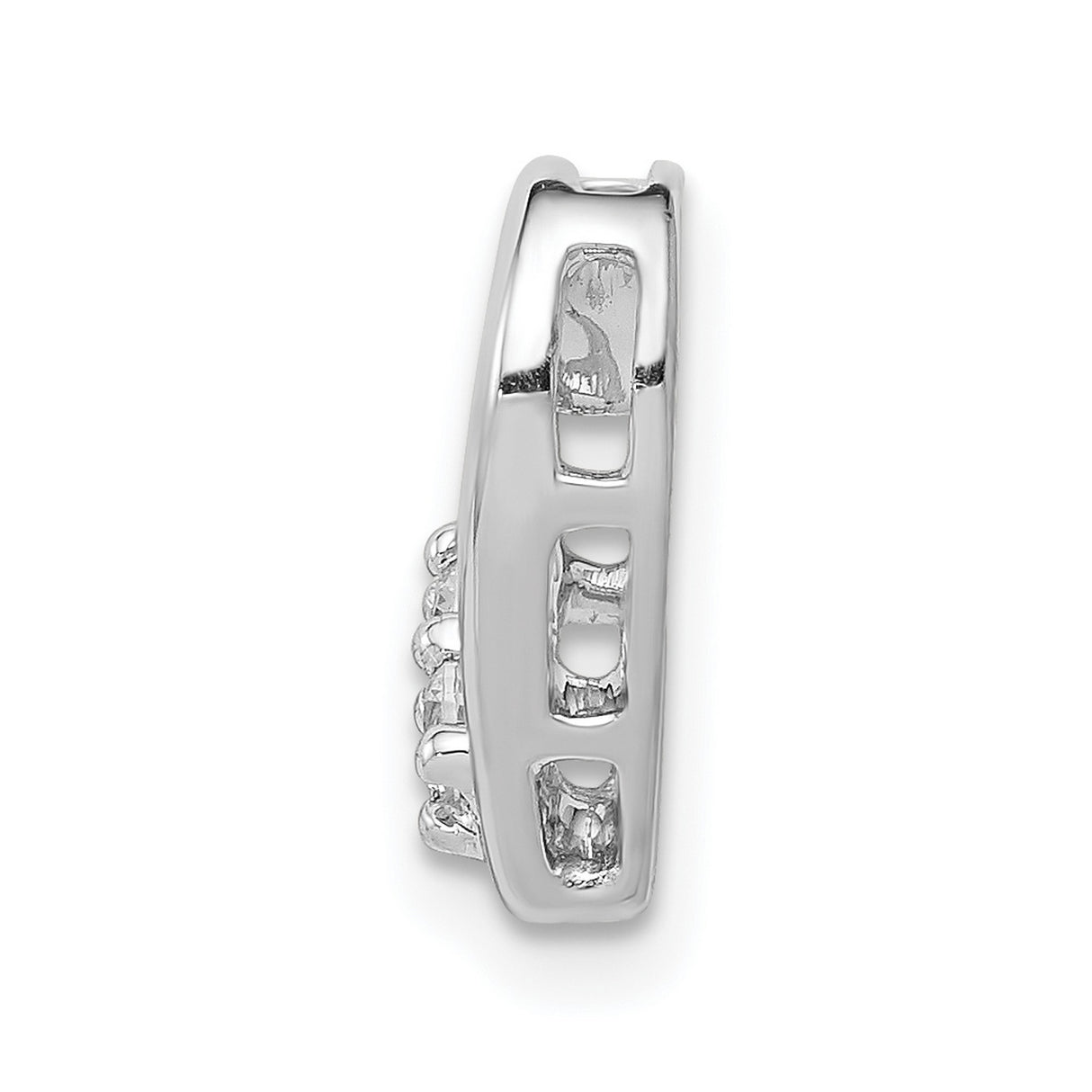 1/10ct Diamond Heart Chain Slide Charm Pendant in Real 14k White Gold