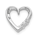 1/10ct Diamond Heart Chain Slide Charm Pendant in Real 14k White Gold