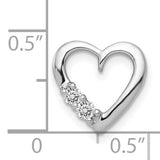 1/10ct Diamond Heart Chain Slide Charm Pendant in Real 14k White Gold