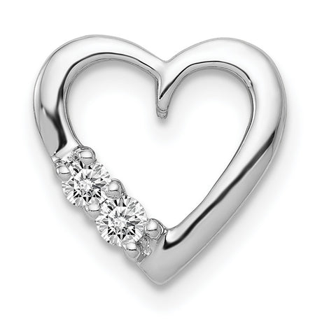 1/10ct Diamond Heart Chain Slide Charm Pendant in Real 14k White Gold