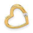 AA Diamond Heart Chain Slide Charm Pendant in Real 10k Yellow Gold
