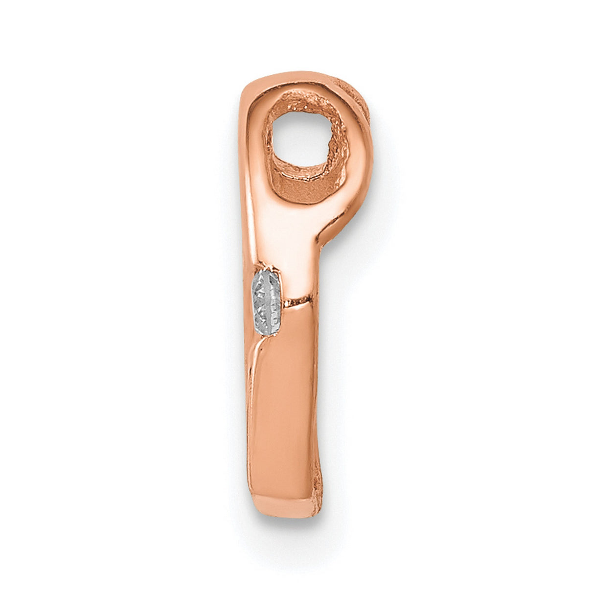 AA Diamond Heart Chain Slide Charm Pendant in Real 14k Rose Gold