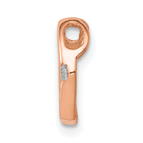 AA Diamond Heart Chain Slide Charm Pendant in Real 14k Rose Gold