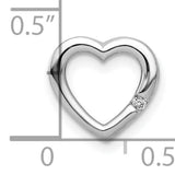 .01ct Diamond Heart Chain Slide Charm Pendant in Real 10k White Gold