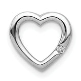 .01ct Diamond Heart Chain Slide Charm Pendant in Real 10k White Gold