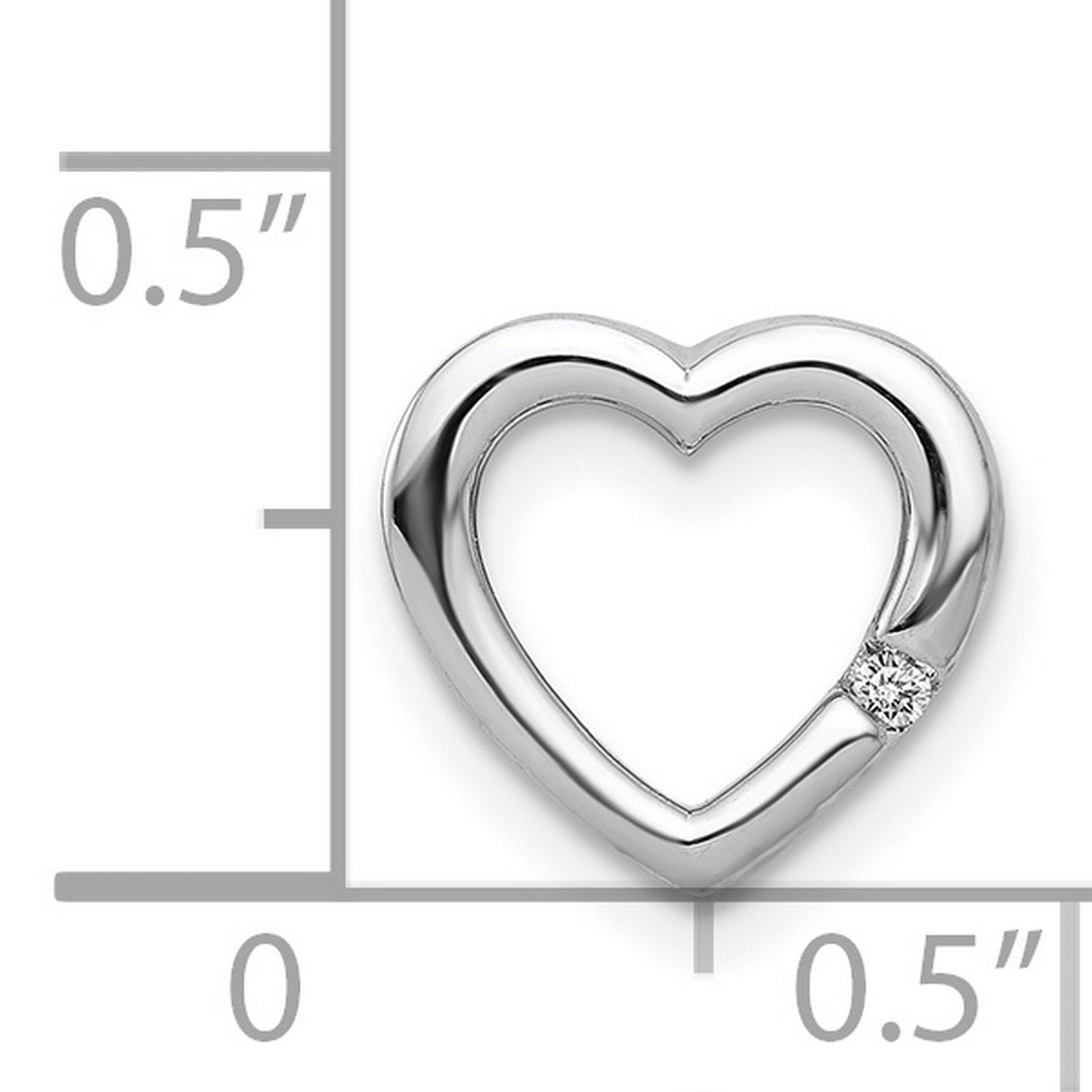 .01ct Diamond Heart Chain Slide Charm Pendant in Real 14k White Gold