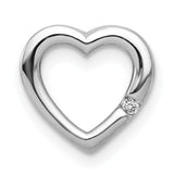 .01ct Diamond Heart Chain Slide Charm Pendant in Real 14k White Gold