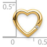 .01ct Diamond Heart Chain Slide Charm Pendant in Real 14k Yellow Gold