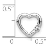 1/20ct Diamond Heart Chain Slide Charm Pendant in Real 14k White Gold