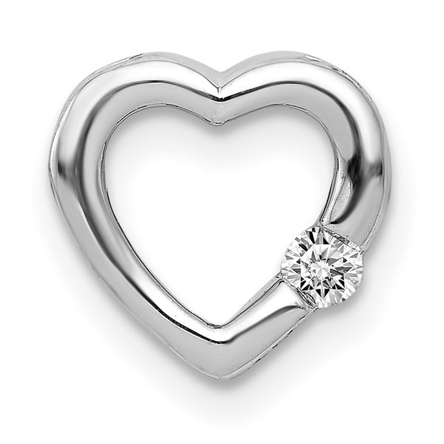 1/20ct Diamond Heart Chain Slide Charm Pendant in Real 14k White Gold