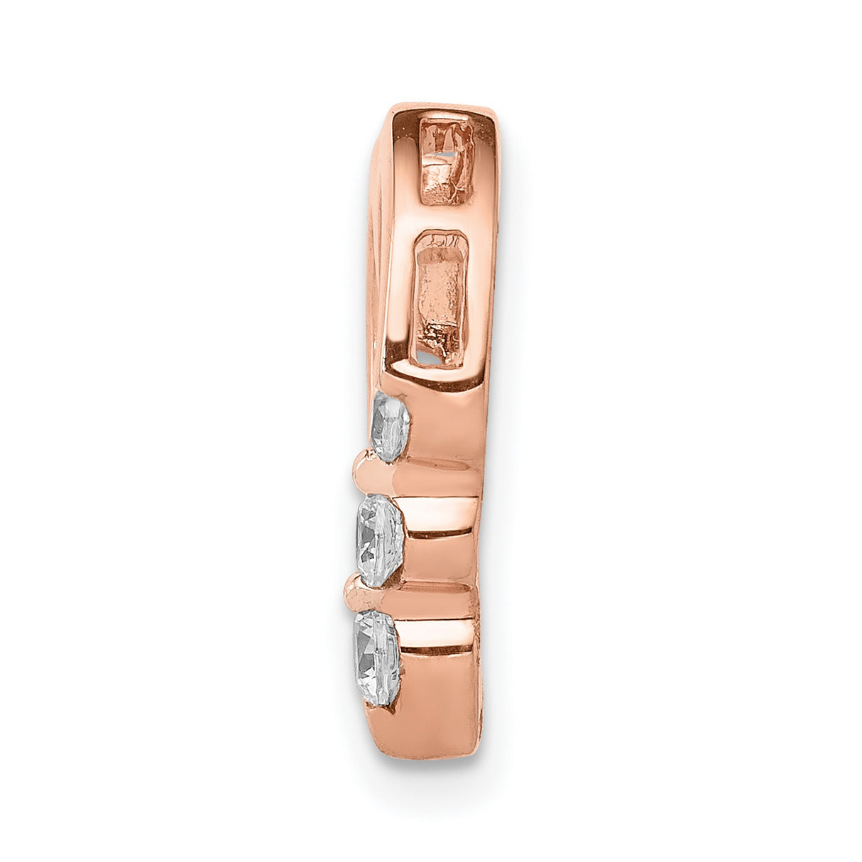 14k Rose Gold Open Heart Pendant with Diamonds, Romantic Sliding Charm for Women