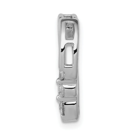 1/6ct Diamond Heart Chain Slide Charm Pendant in Real 14k White Gold