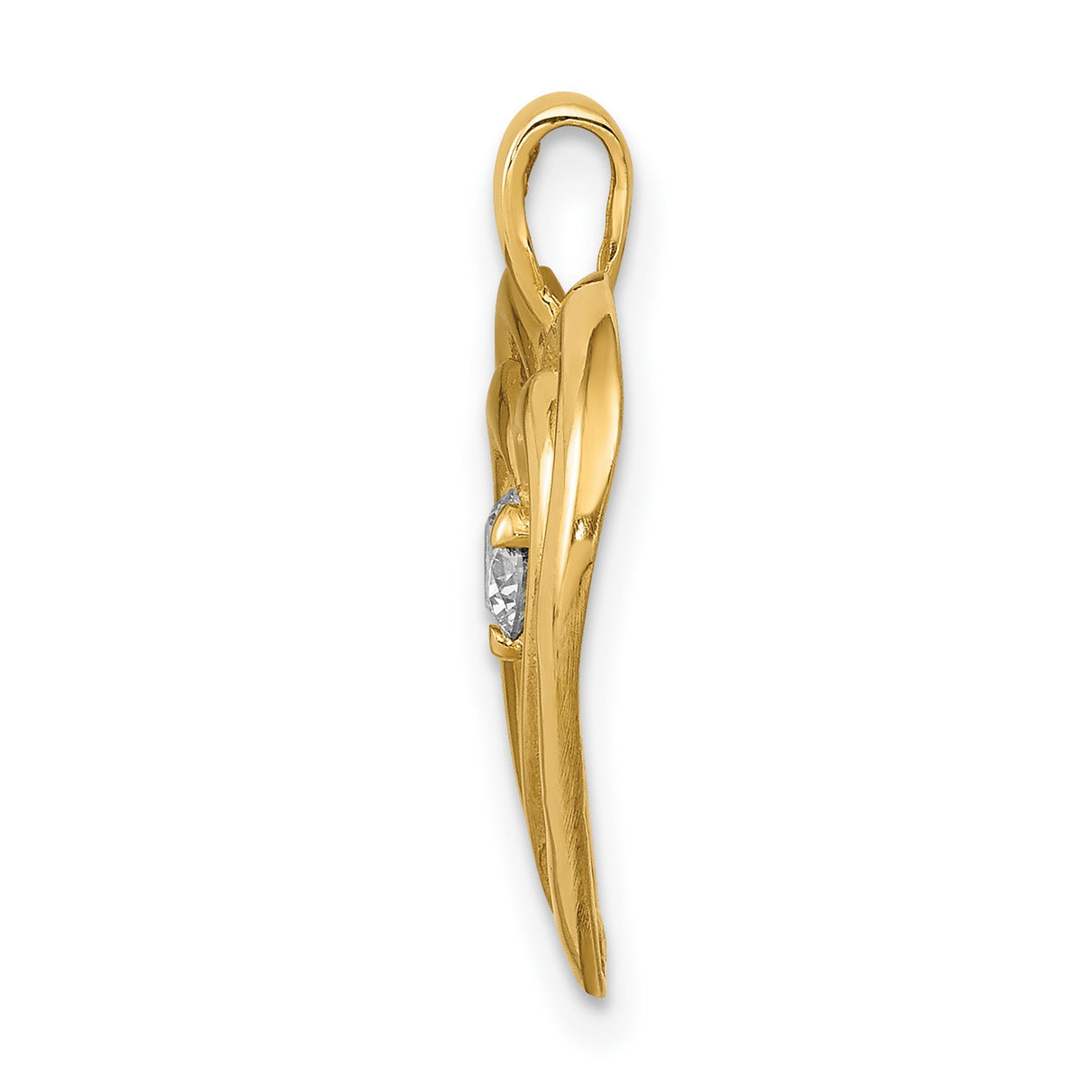 AA Diamond Double Heart Charm Pendant in Real 14k Yellow Gold